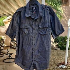 Ecko Unlimited Men's 2XL Short-Sleeve Button-Down Shirt in Charcoal Gray